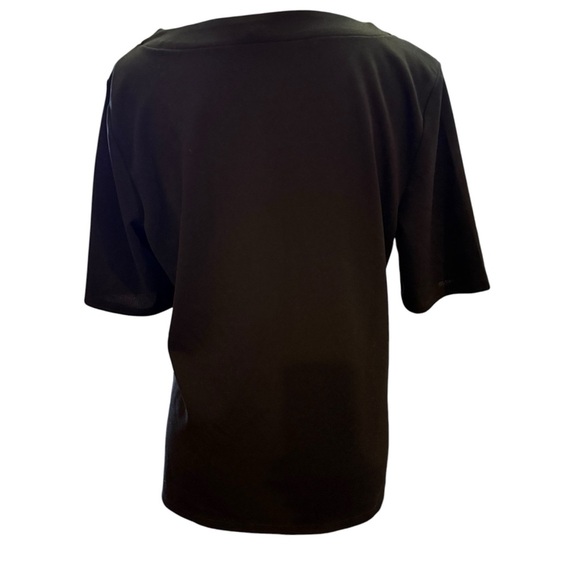 Talbots smocked scoop ruffled neck 3/4 sleeve black women’s black blouse large - Picture 2 of 10